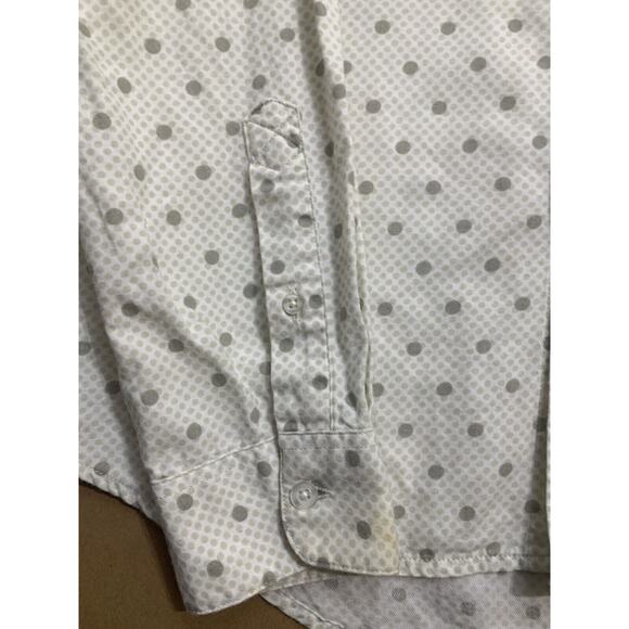 SAMSOE SAMSOE Ivory & Gray LIAM BF Button Down LS Cotton Shirt in Greydot Sz M - Picture 6 of 13